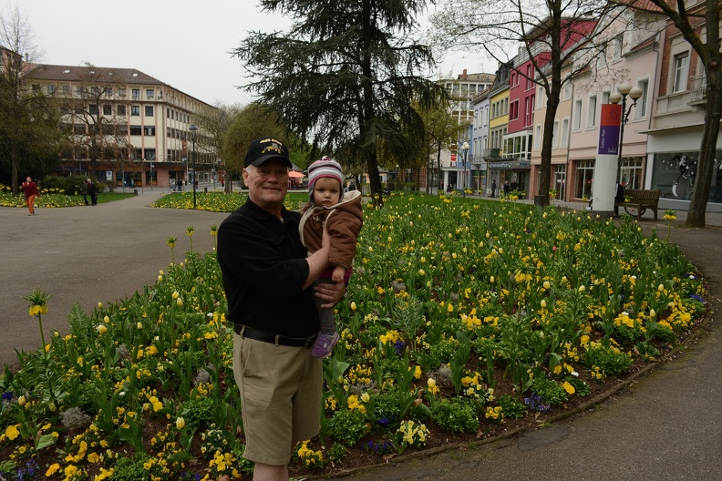 Dad and Greta - Lutherplatz Flowers.JPG